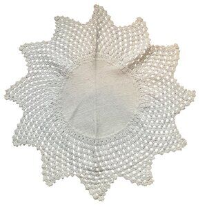 Handcrafted 16-Inch Vintage Cream Crocheted Round Doily